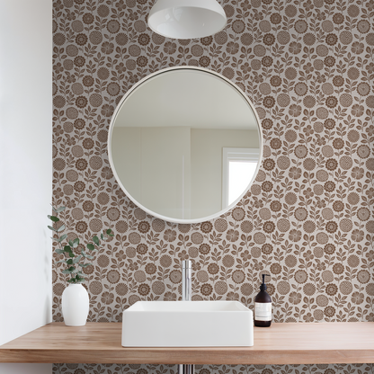 Folkflower (Brown) Wallpaper