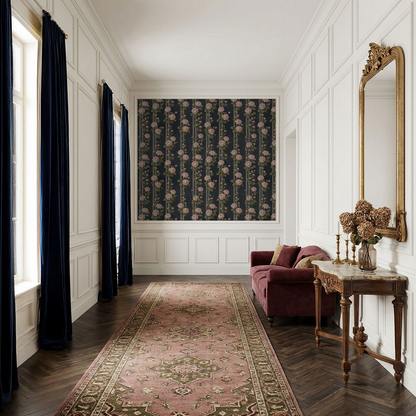 Midnight Rose Stripe Wallpaper
