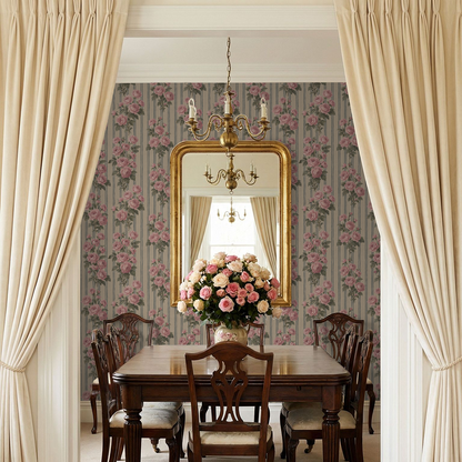 Heirloom Rose Stripe Wallpaper