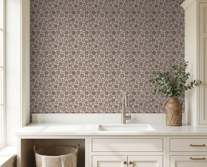 Folkflower (Brown) Wallpaper