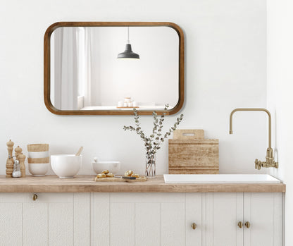 Hutton Wood Framed Radius Rectangle Mirror