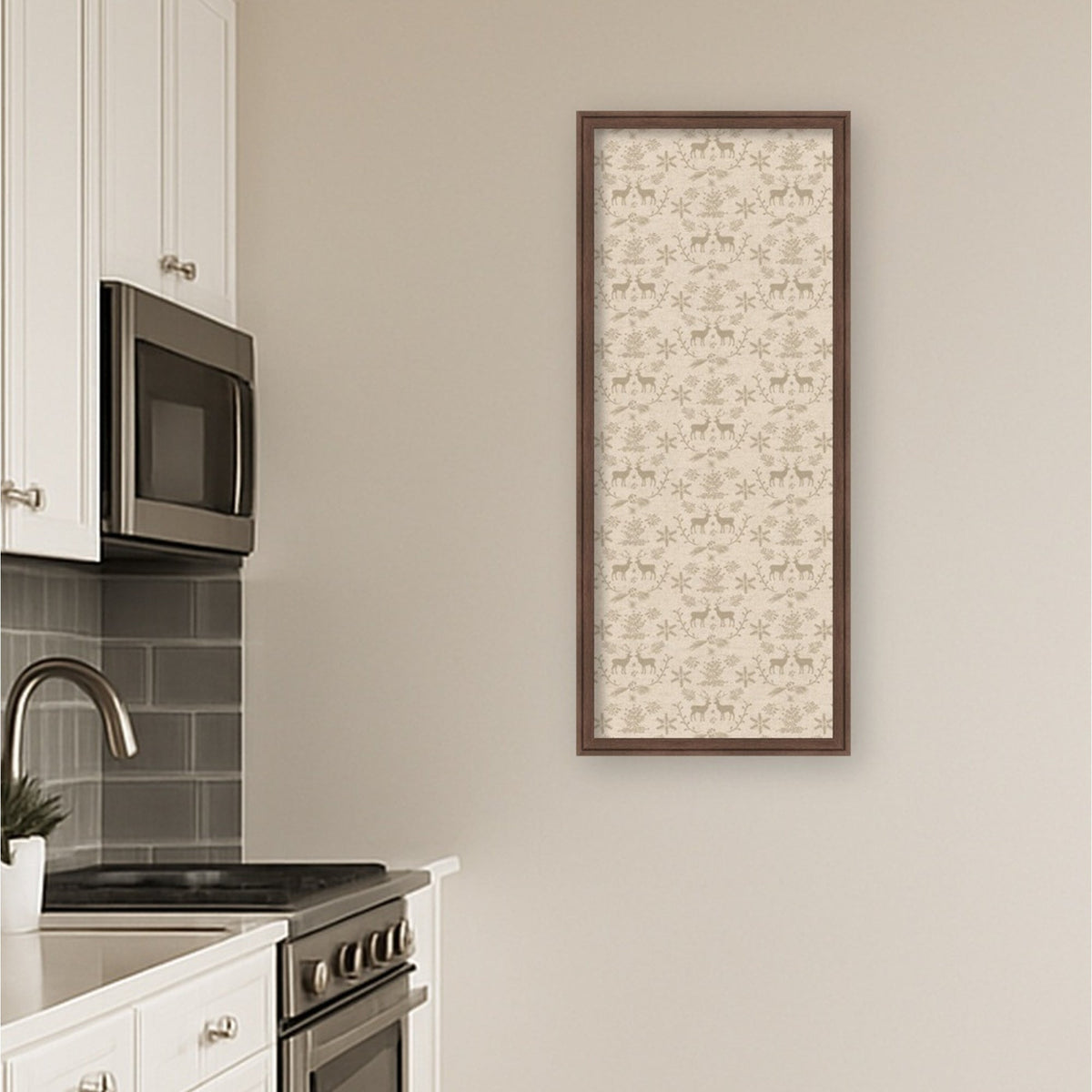 Framed Fabric Pinboard Reindeer Linen Printed Bulletin Board
