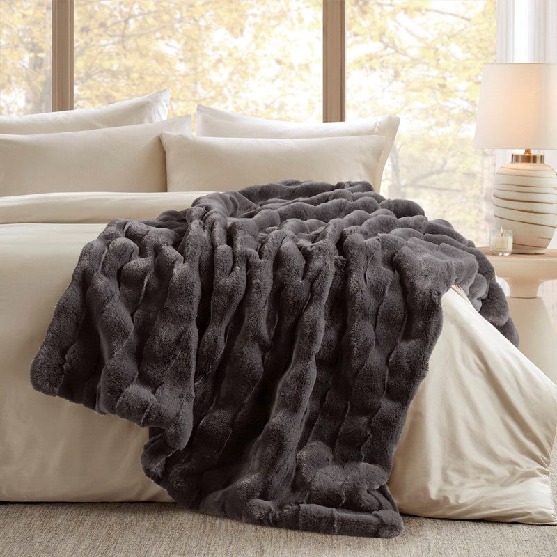 Vivienne Faux Fur Throw - Grey