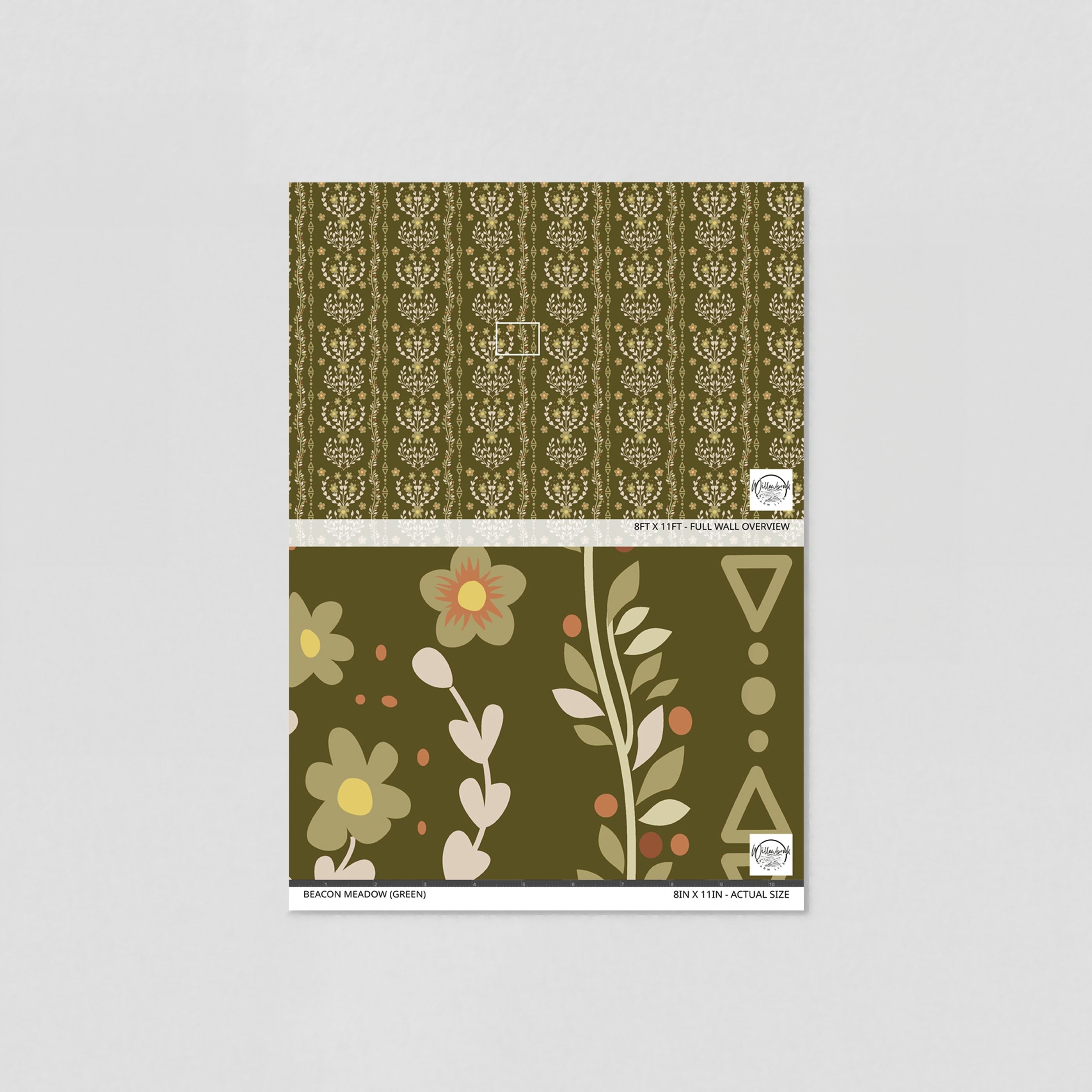 Beacon Meadow (Green) Wallpaper - 8 FT H X 17.4 FT W LUXE P&amp;S