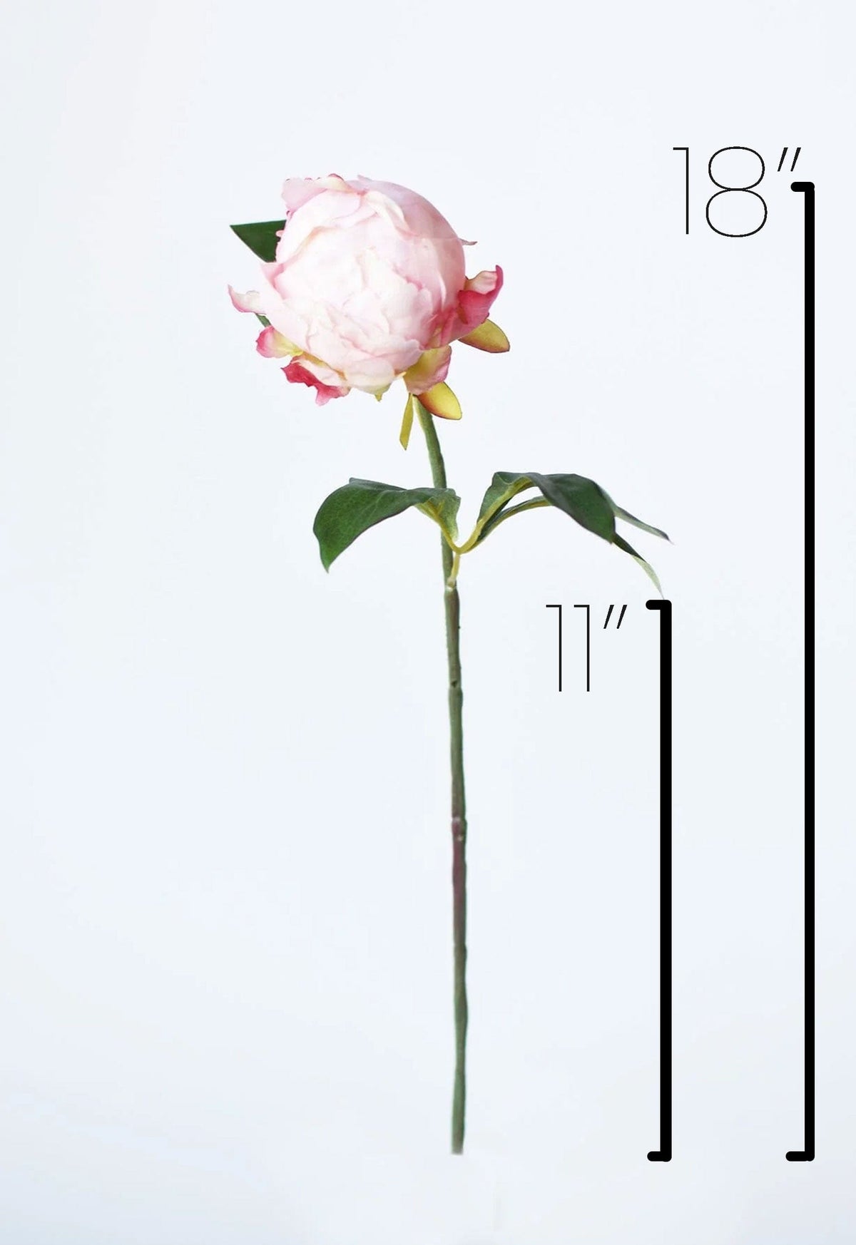 18" Faux Peony Bud Stem Light Pink