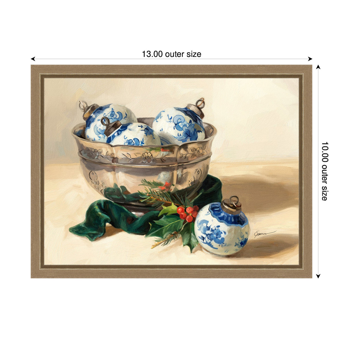 Blue Christmas 1 by Mary Sparrow Framed Canvas Wall Art Print