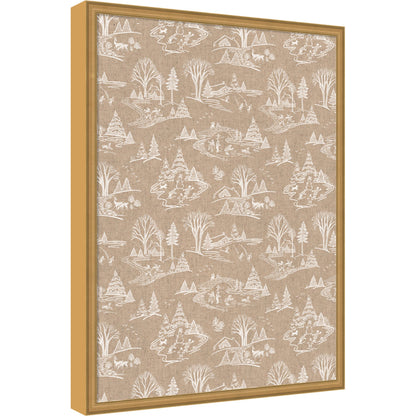 Framed Fabric Magnetic Board Wonderland White Toile Wall Organization