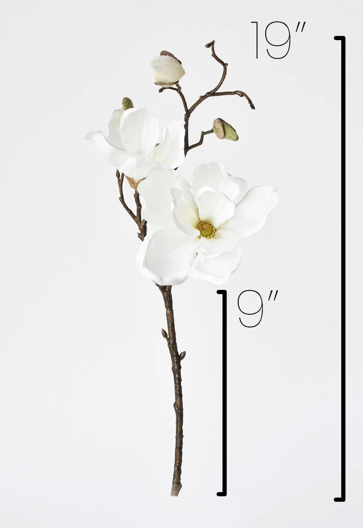 19" Faux Magnolia Stem White