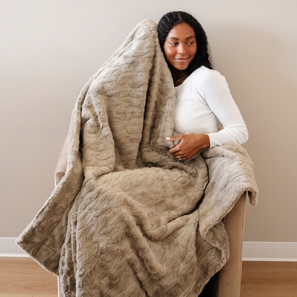 PATTERNED FAUX FUR THROW BLANKETS