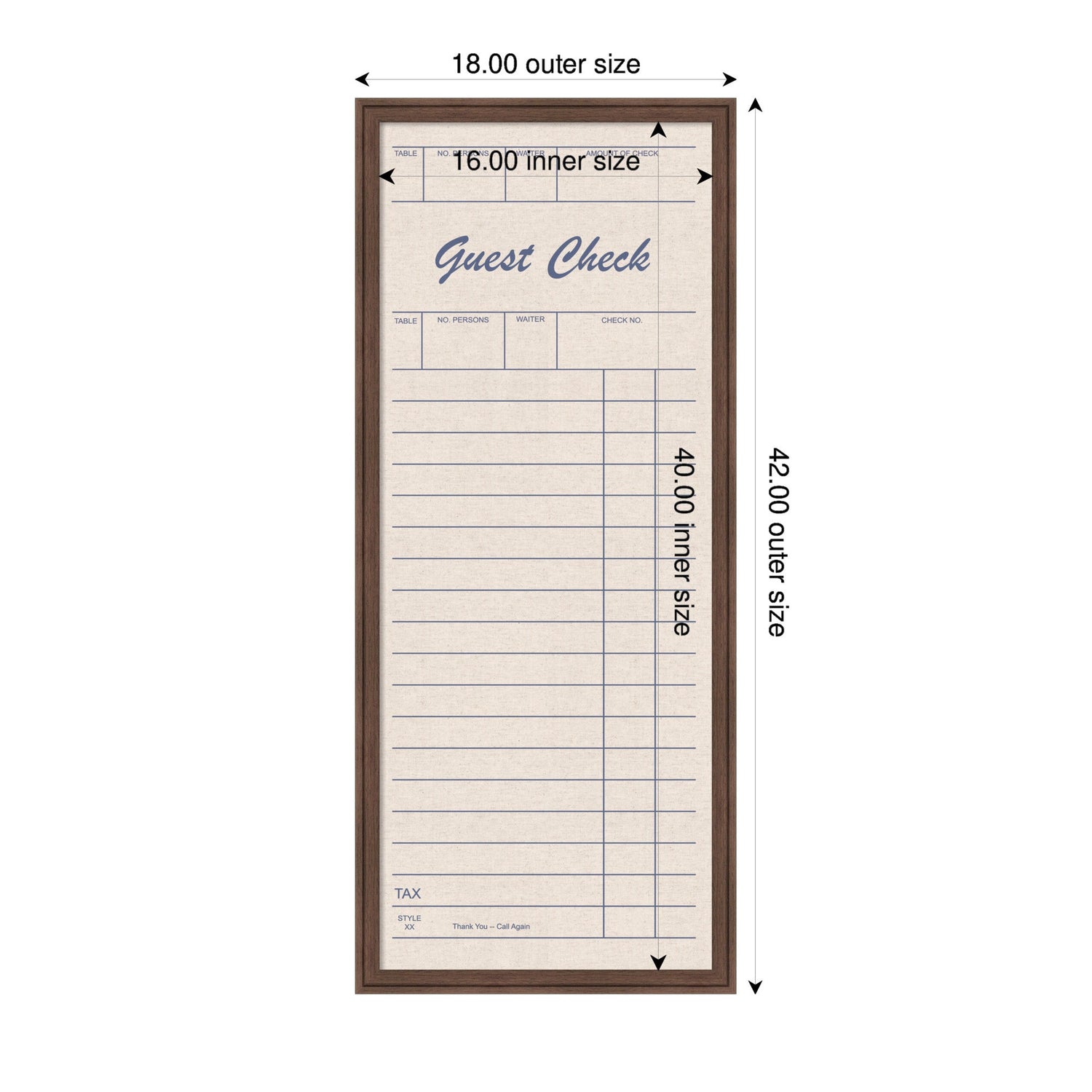 Framed Fabric Pinboard Linen Guest Check Wall Organization