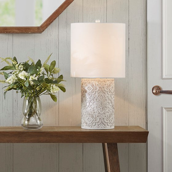 Ashbourne Embossed Floral Resin Table Lamp