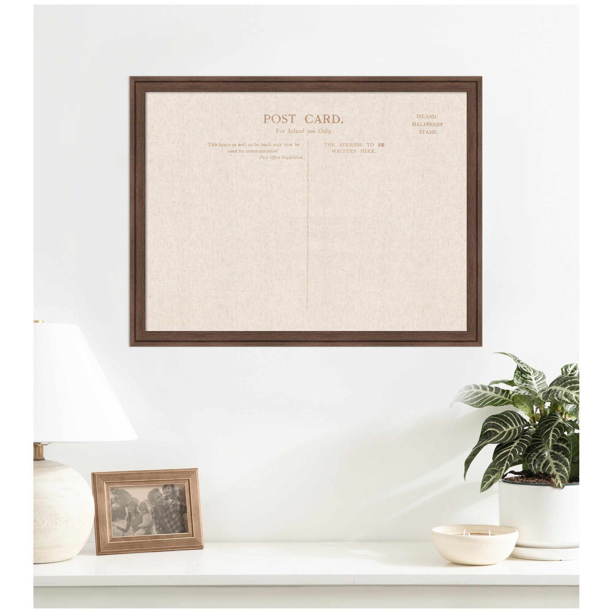 Framed Fabric Pinboard Linen Vintage Post Card Wall Organization