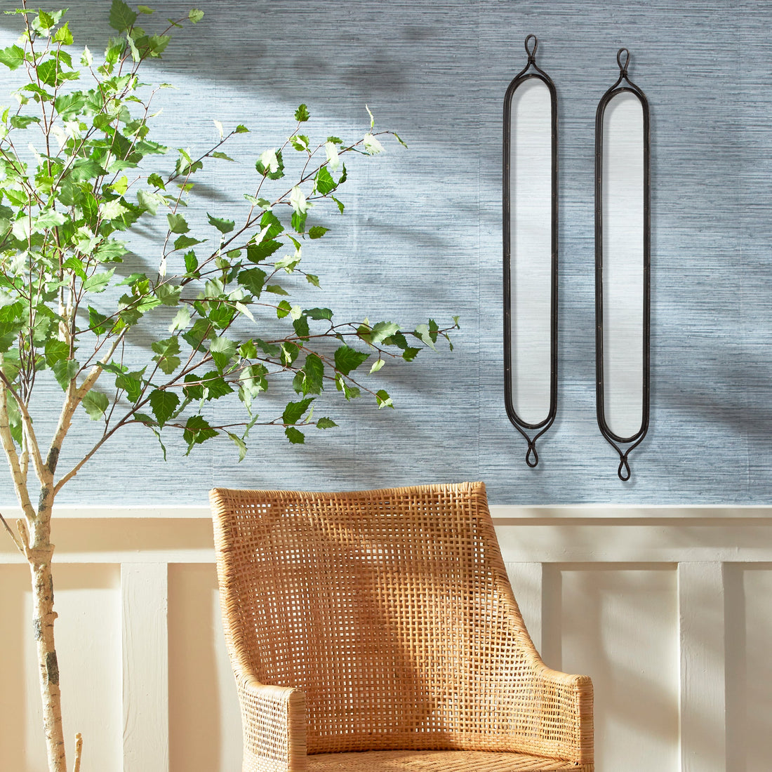 Tall Narrow Mirrors, Set of 2- Black