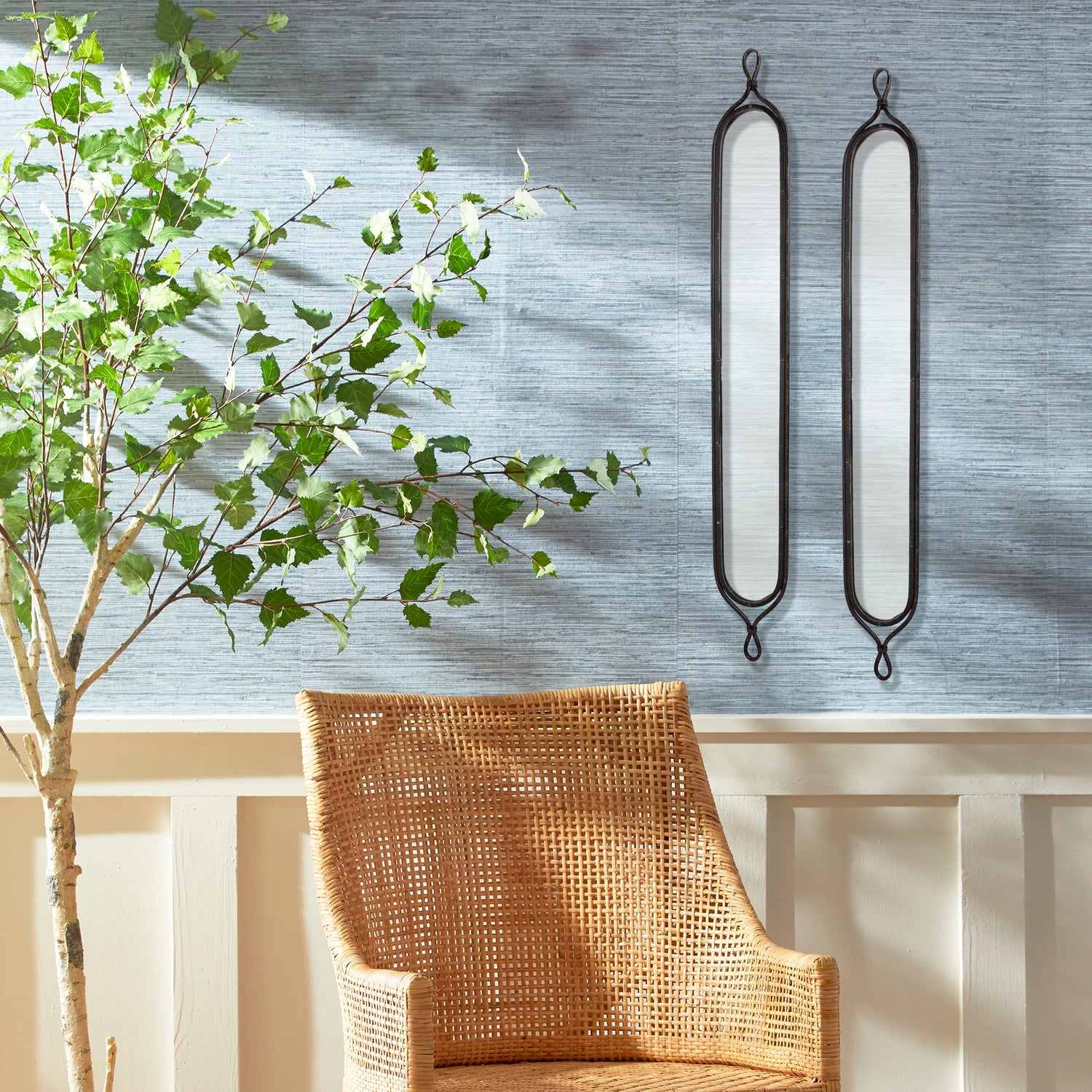 Tall Narrow Mirrors, Set of 2- Black