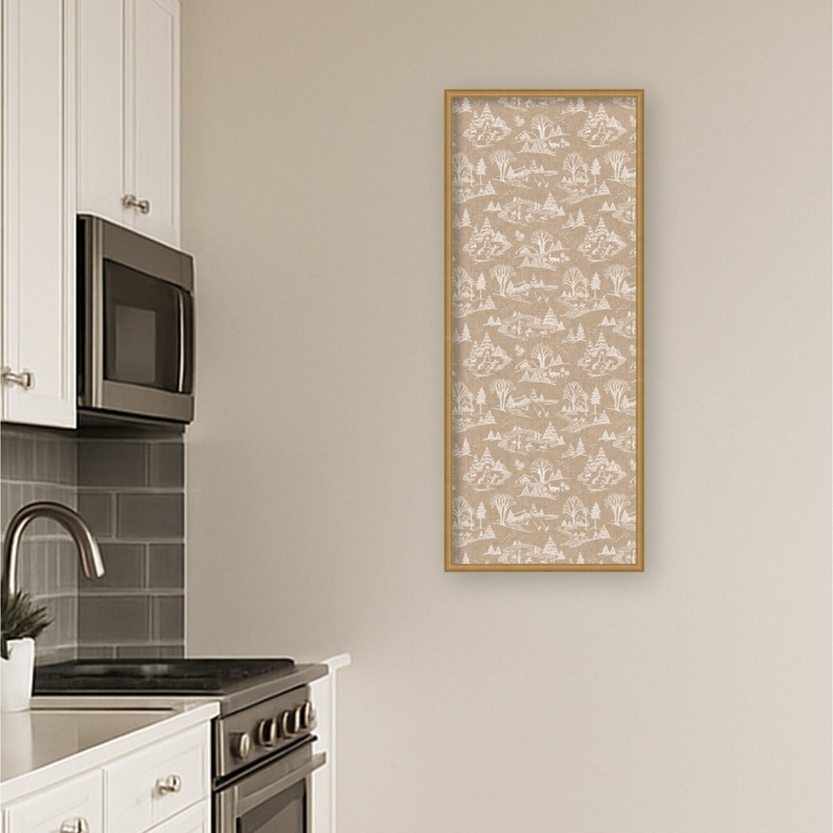 Kate and Laurel Framed Fabric Pinboard Wonderland White Toile