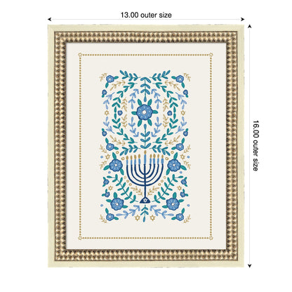 VYD Hanukkah Garden by Vicky Yorke Framed Mounted Canvas Wall Art Print