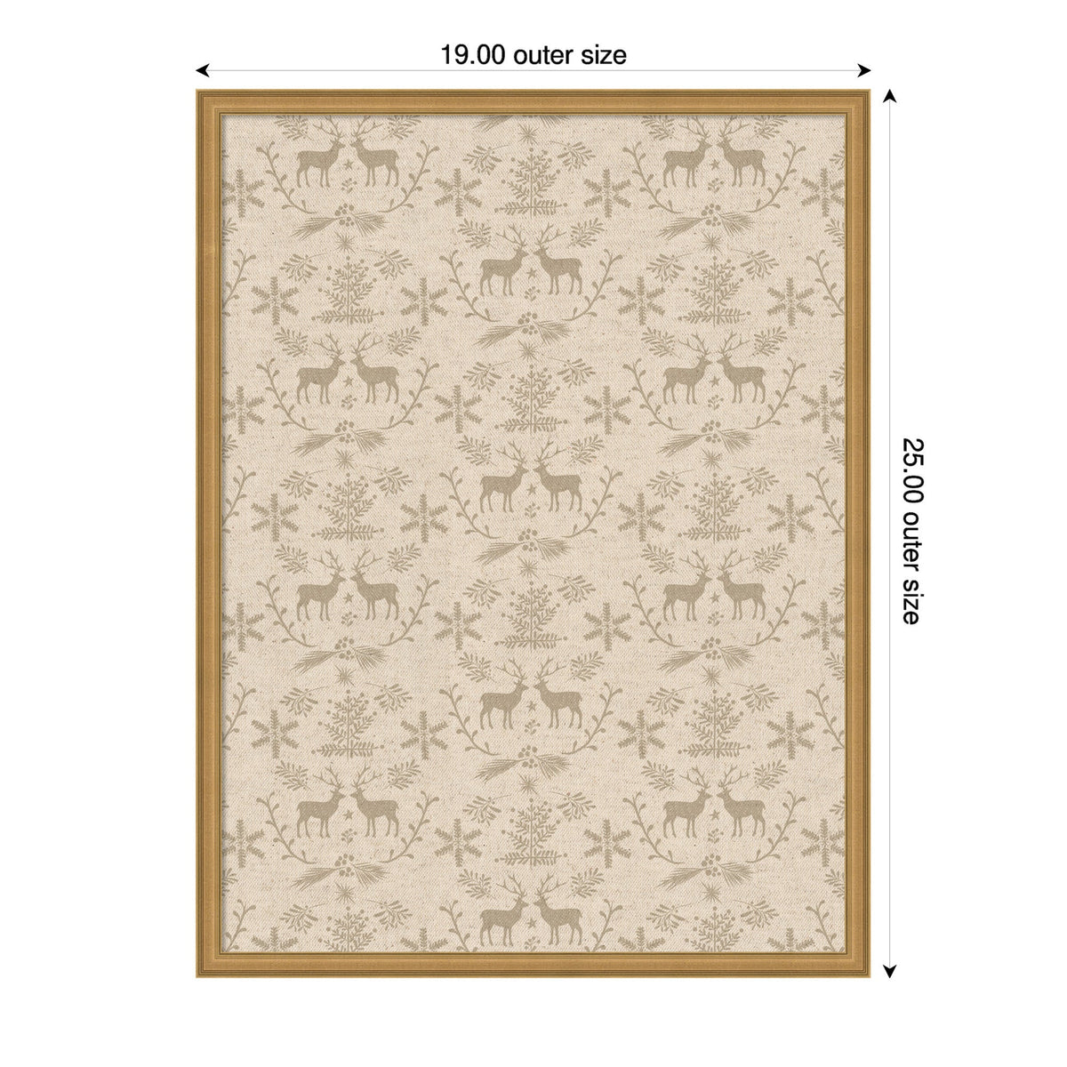 Framed Fabric Magnetic Board Reindeer Linen Wall Organization