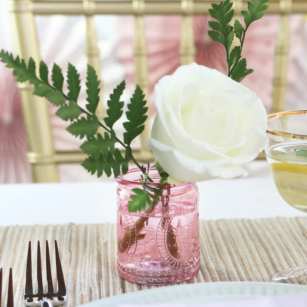 Vintage Pink Glass Tea Light Holder (Set of 4)