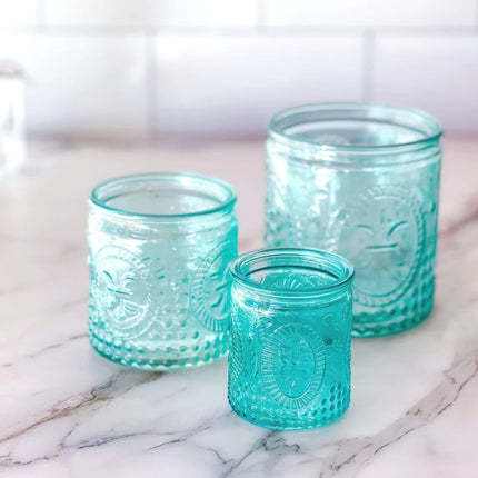 Nesting Vintage Blue Glass Tea Light Holder (Set of 3)