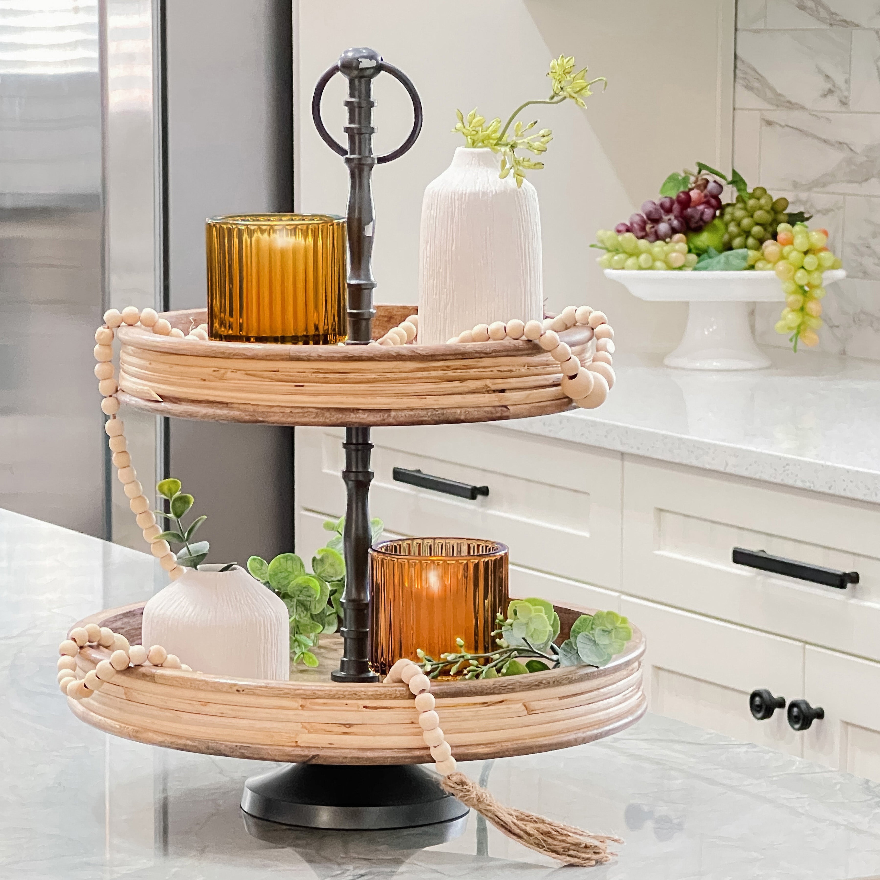 Ribbed Amber Glass Votive Candle Holder (Set of 6)