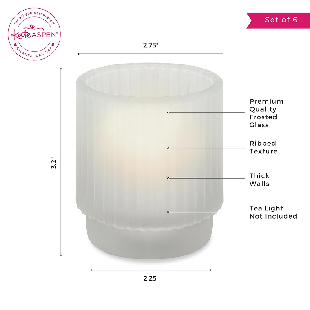 Ribbed Frosted Glass Votive Candle Holder (Set of 6)