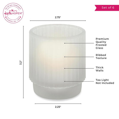 Ribbed Frosted Glass Votive Candle Holder (Set of 6)