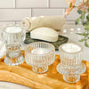 Vintage Ribbed Glass Clear Candle/Candlestick Holders Set of 6 - Assorted