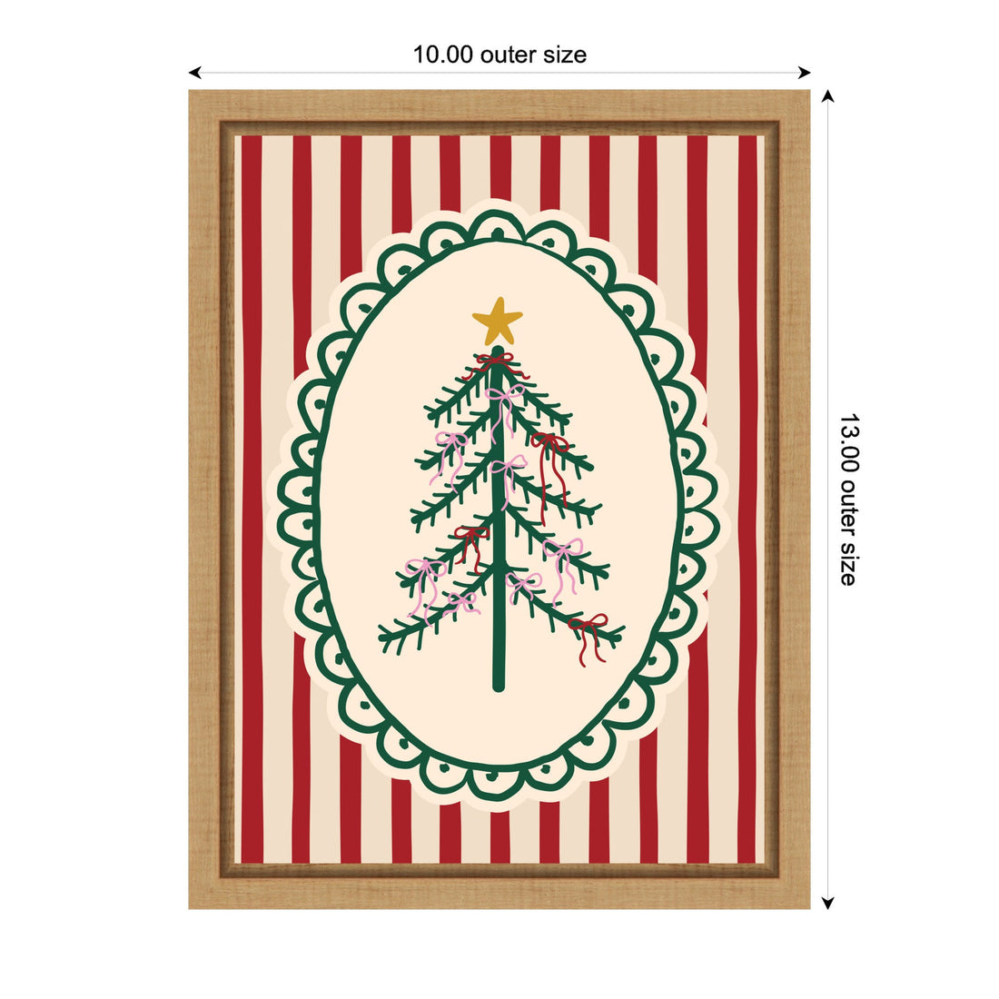 Retro Striped Christmas Tree by Lucky Guava Framed Canvas Wall Art Print