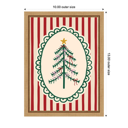 Retro Striped Christmas Tree by Lucky Guava Framed Canvas Wall Art Print