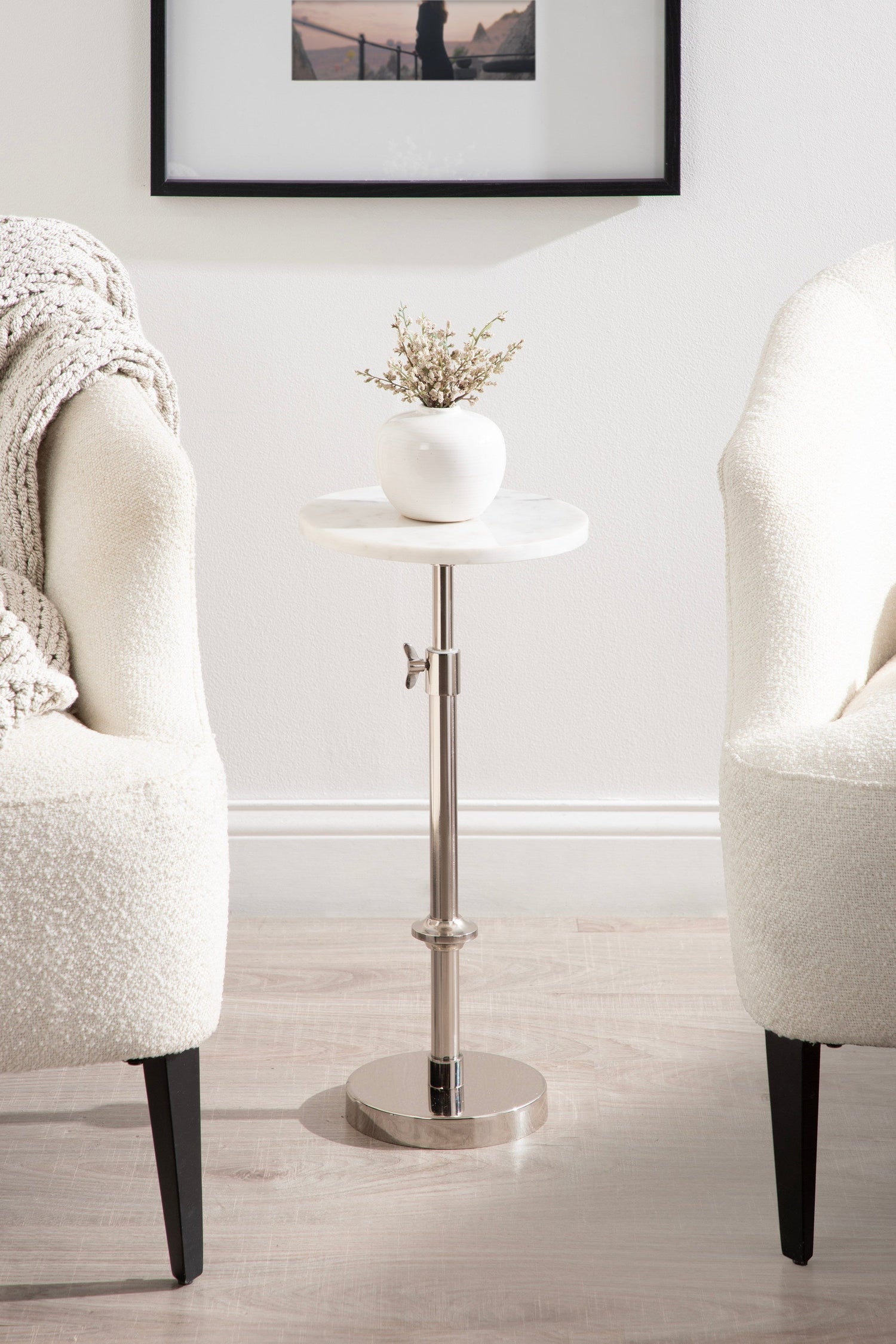 Engles Adjustable Marble Table and Plant Stand