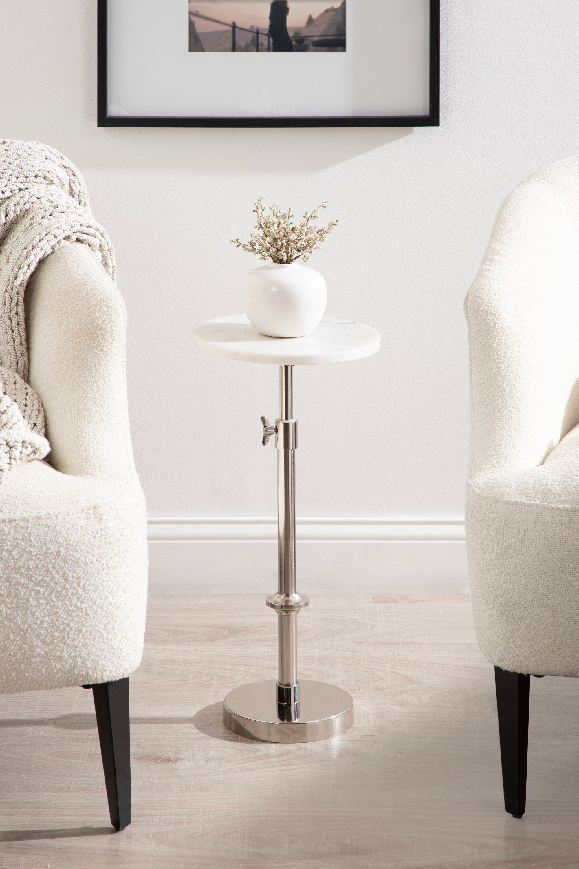 Engles Adjustable Marble Table and Plant Stand