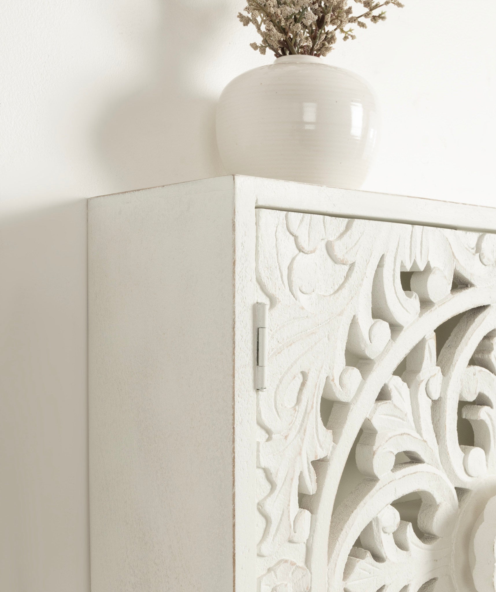 Saanvi Carved Wood Wall Cabinet