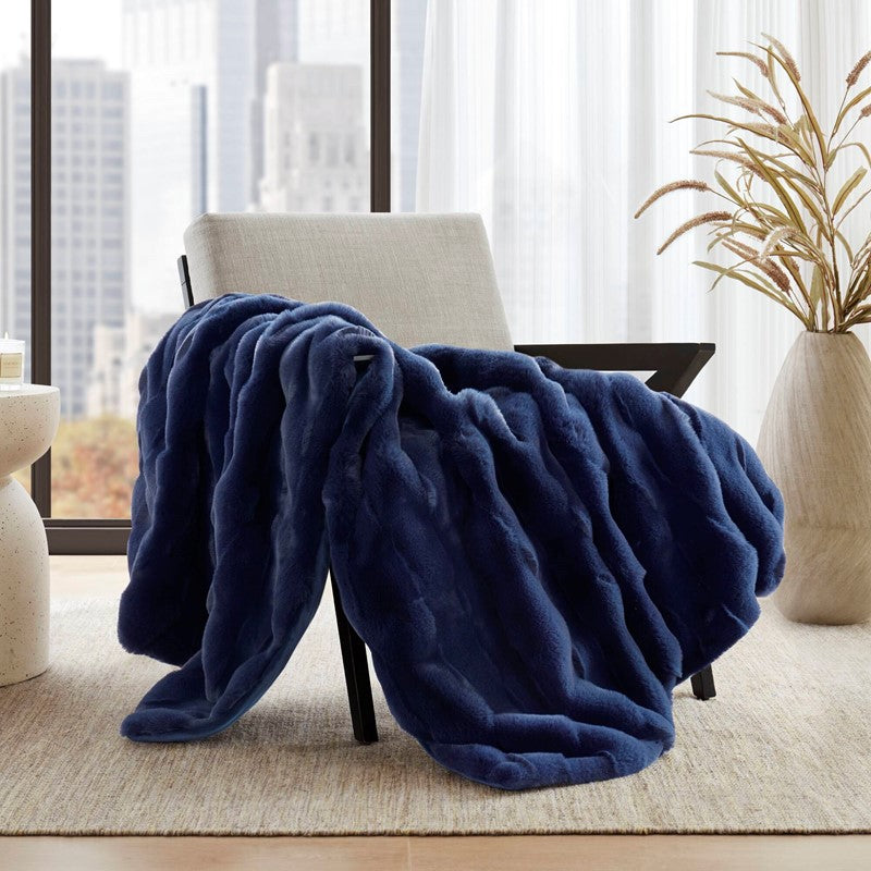 Vivienne Faux Fur Throw - Navy