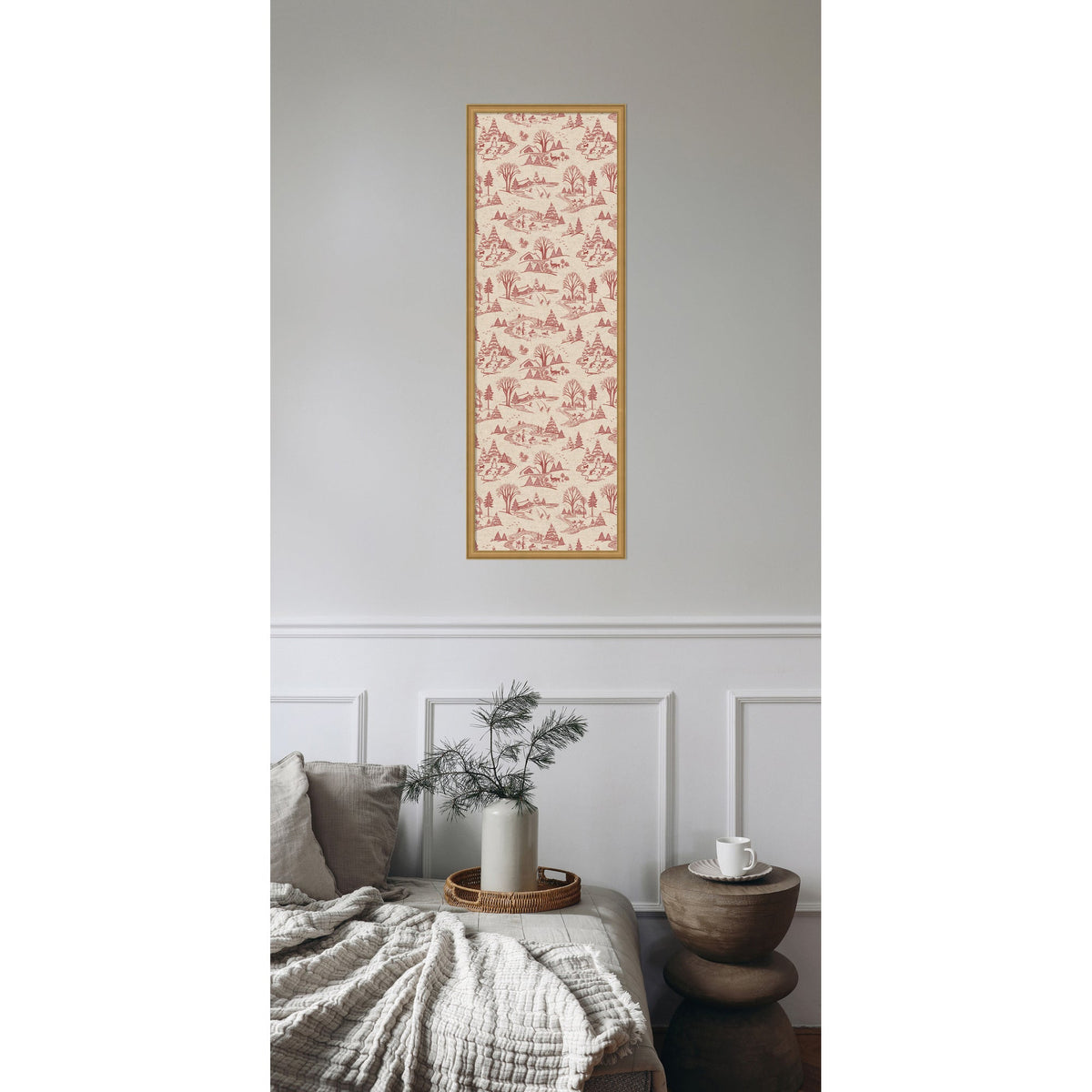 Framed Fabric Magnetic Board Wonderland Red Toile Wall Organization