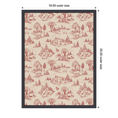 Kate and Laurel Framed Fabric Pinboard Wonderland Red Toile
