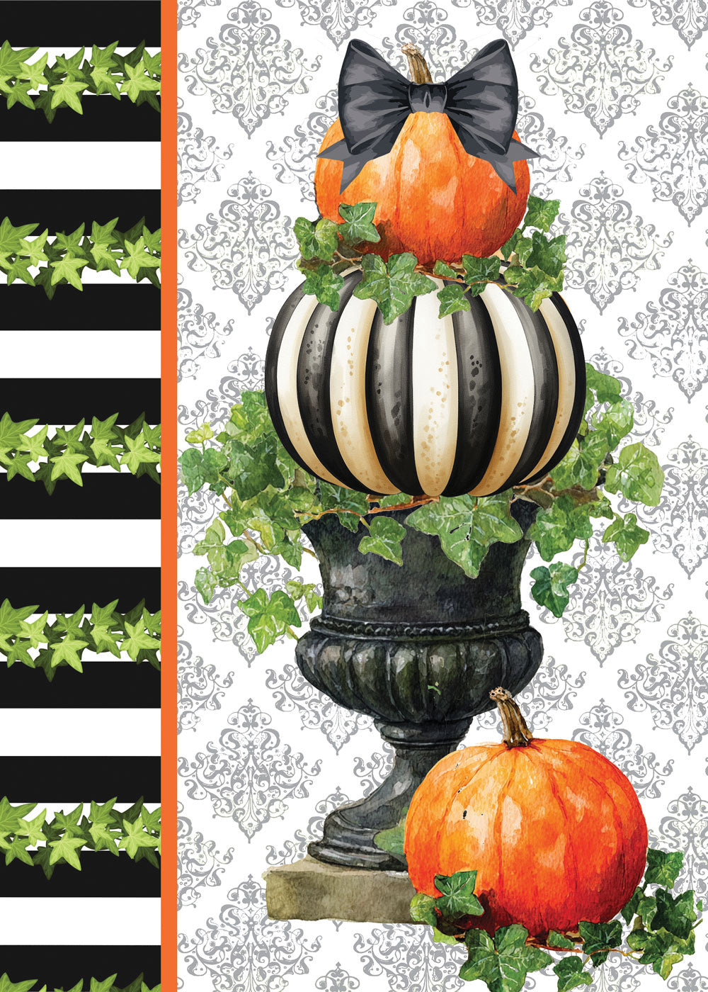 B&amp;W Pumpkin Urn- Wind Current Flag
