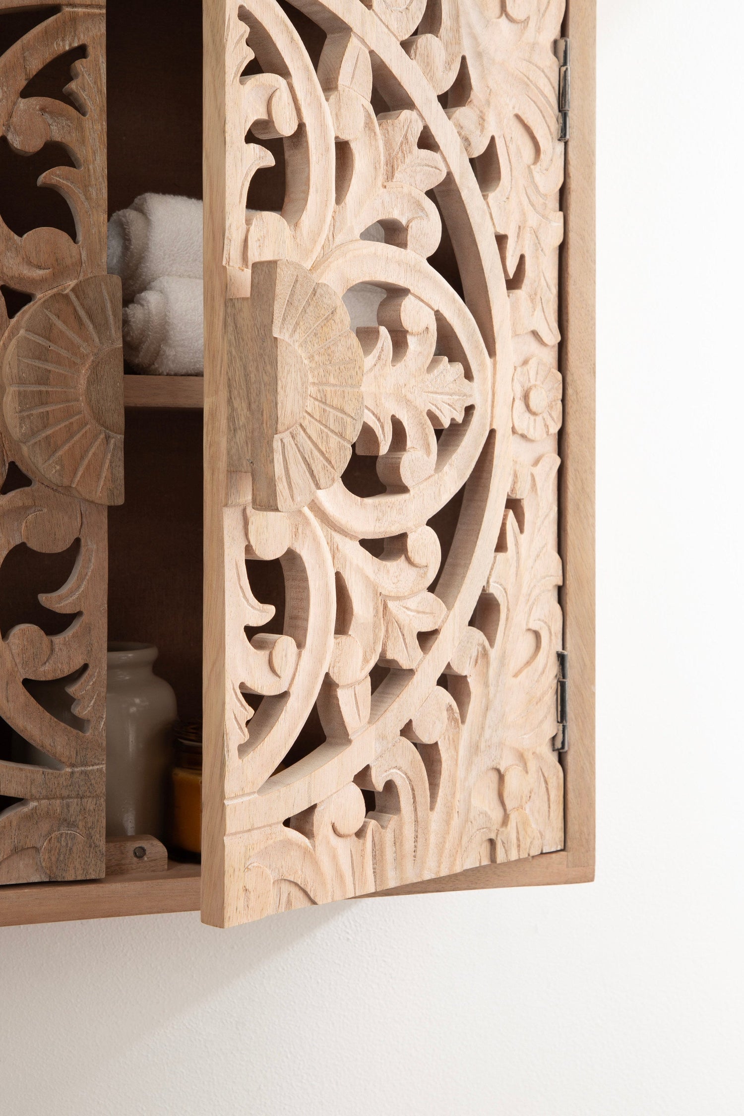 Saanvi Carved Wood Wall Cabinet