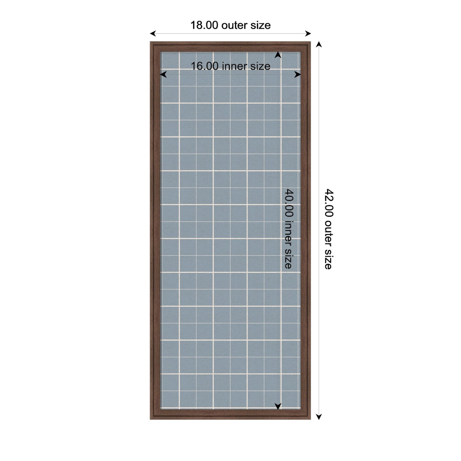 Framed Fabric Pinboard Light Blue Plaid Wall Organization