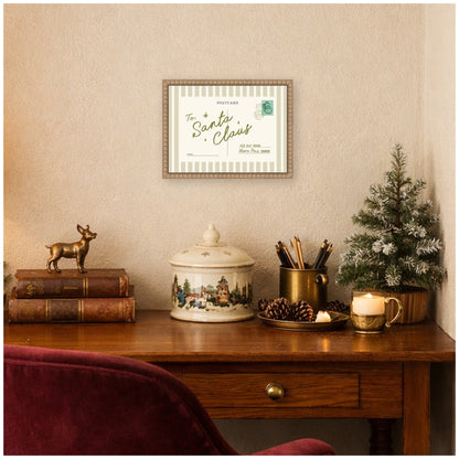 Vintage Postcard to Santa by Lucky Guava Framed Canvas Wall Art Print