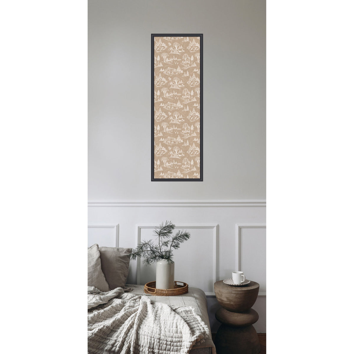 Framed Fabric Magnetic Board Wonderland White Toile Wall Organization