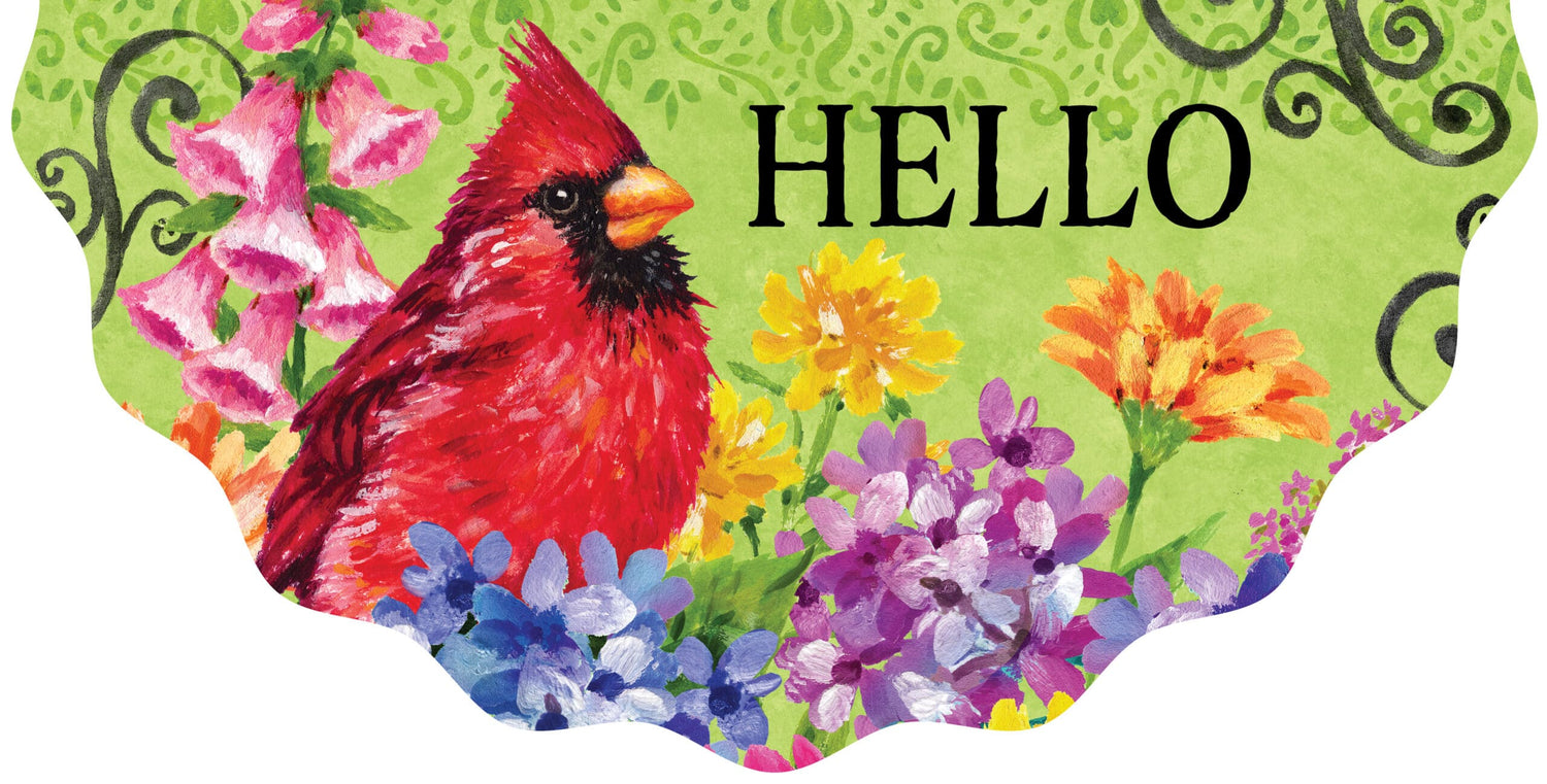 Vinyl Bunting-Cardinal with flowers