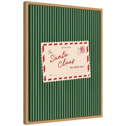 Retro Santa Claus Postcard by Lucky Guava Framed Canvas Wall Art Print