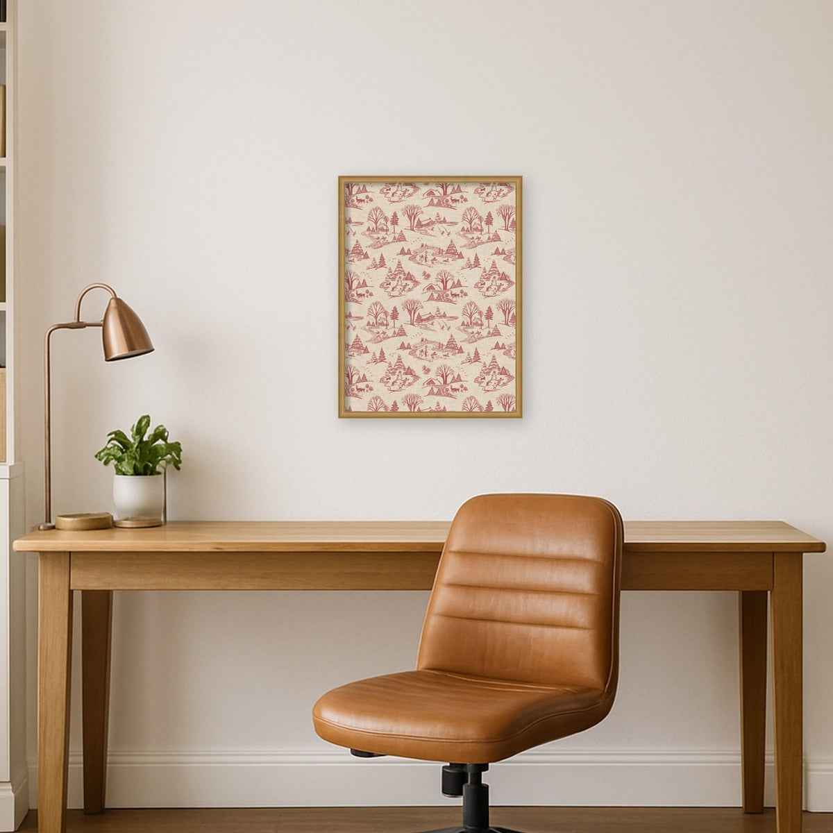 Framed Fabric Magnetic Board Wonderland Red Toile Wall Organization