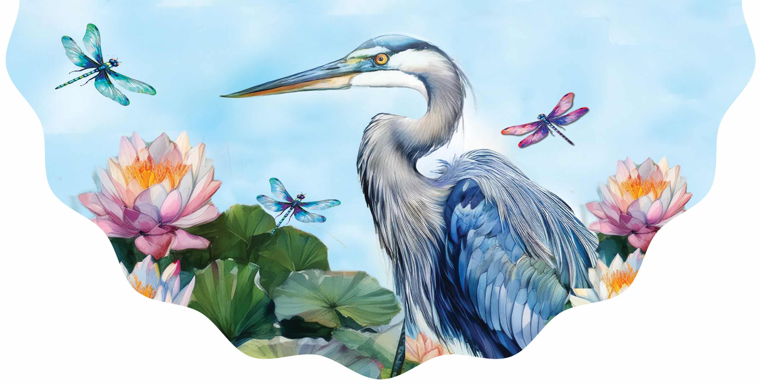 Vinyl Bunting-Heron and Lilies