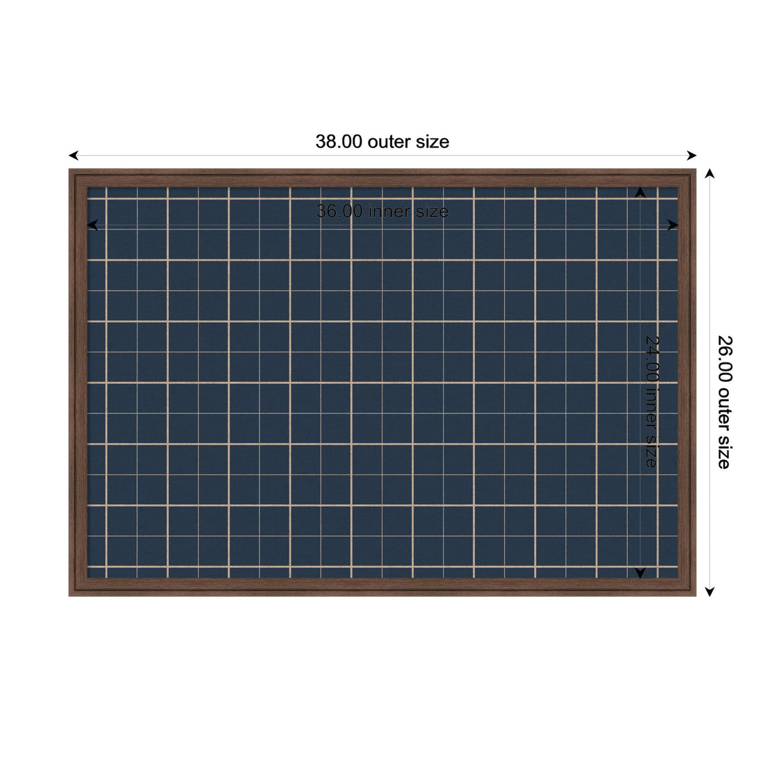 Framed Fabric Pinboard Navy Blue Plaid Wall Organization