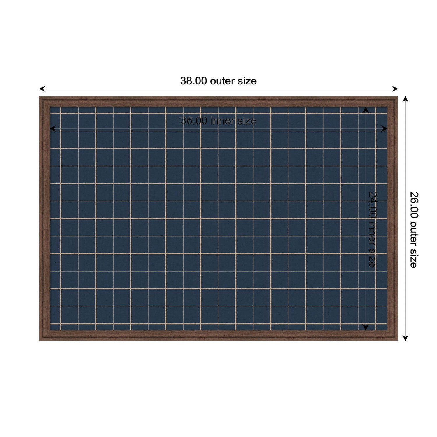 Framed Fabric Pinboard Navy Blue Plaid Wall Organization