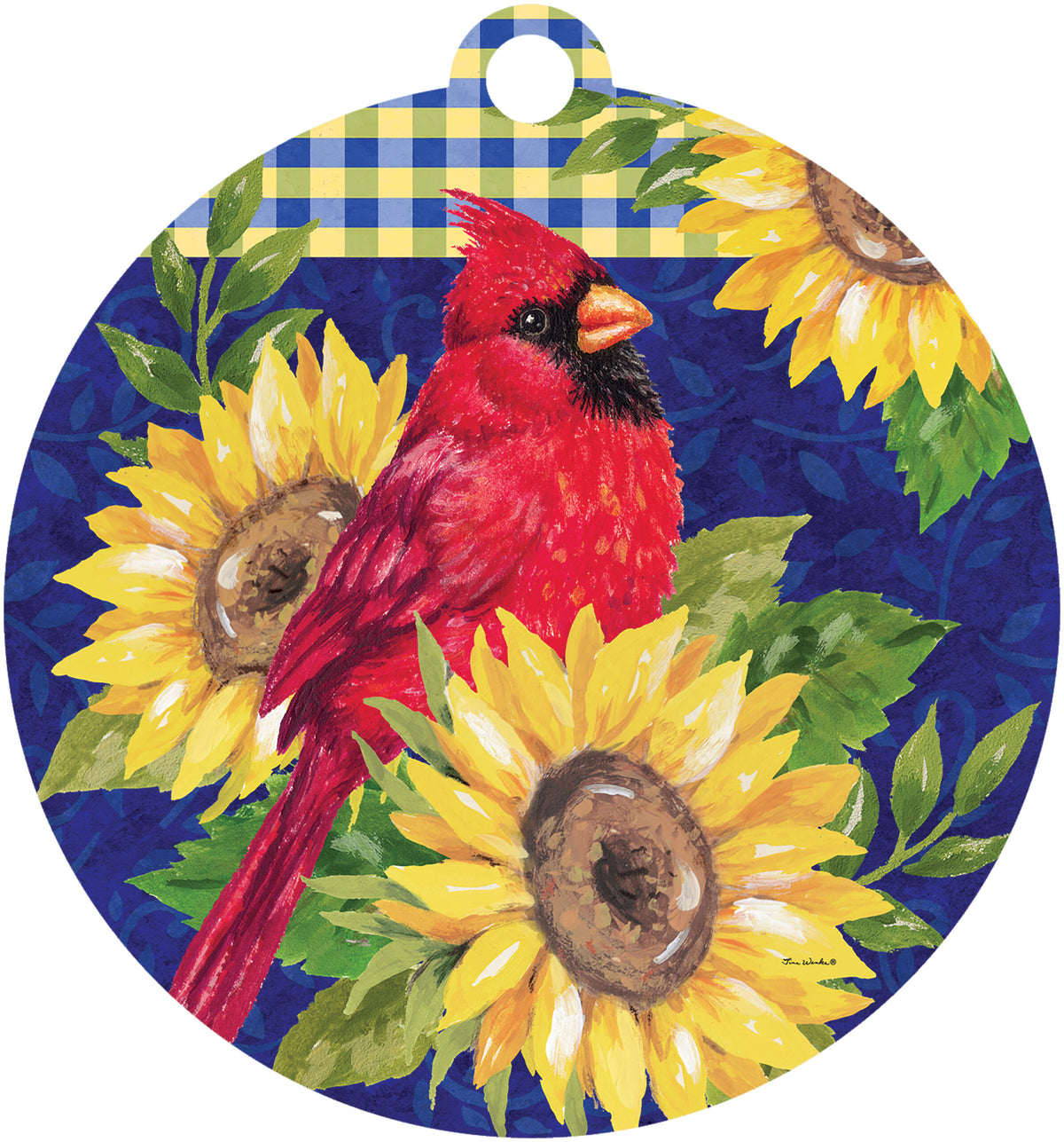 Cardinal and Sunflowers-LG Hang Around