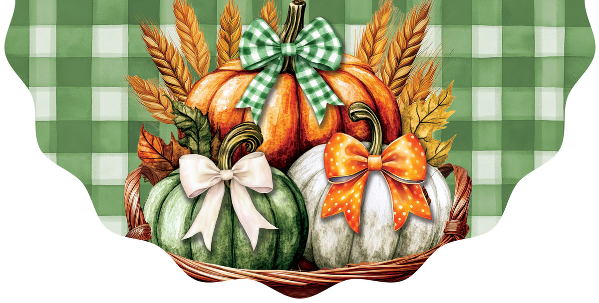 Pumpkin Bows Basket-Vinyl Bunting
