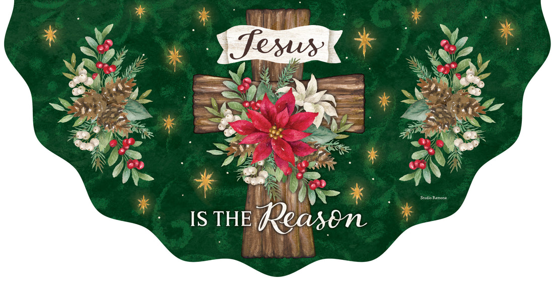 Poinsettia Cross-Vinyl Bunting