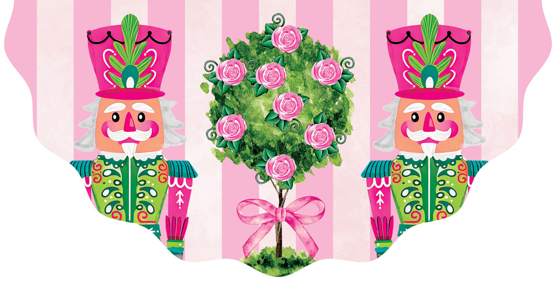 Pink-Green Nutcrackers-Vinyl Bunting